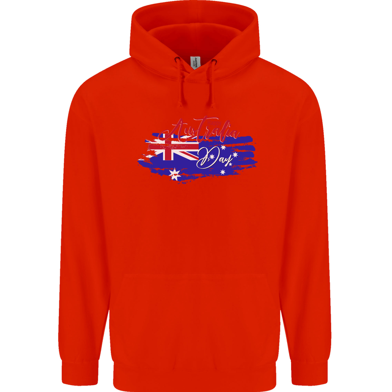 Happy Australia National Day Flag Mens 80% Cotton Hoodie Bright Red