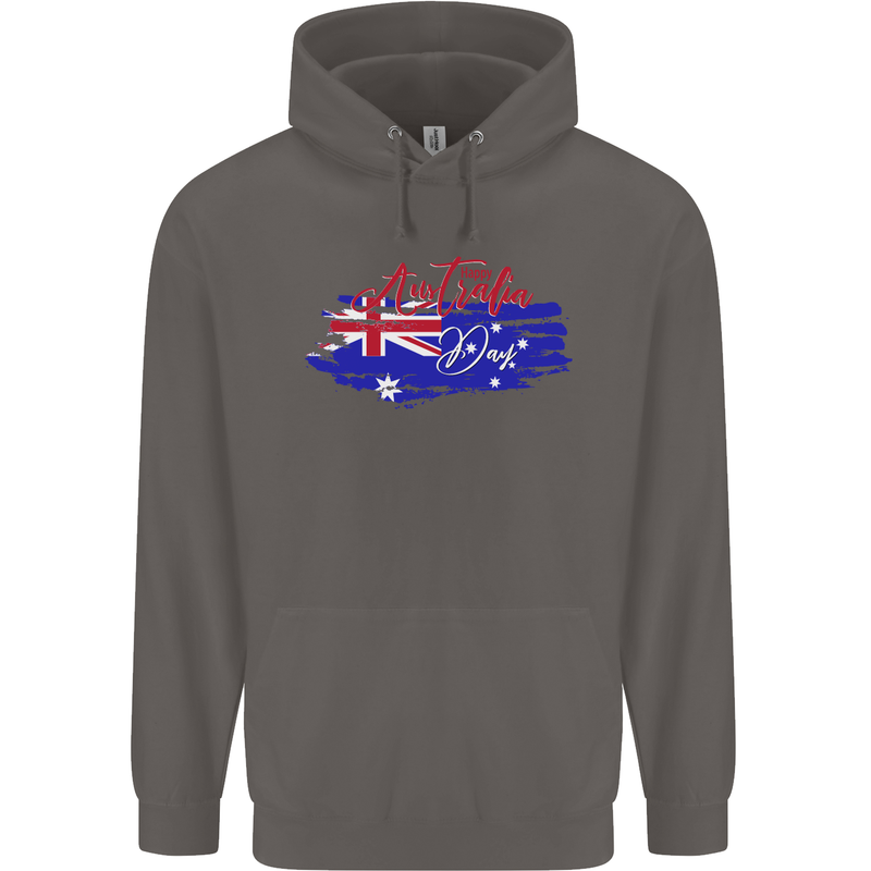 Happy Australia National Day Flag Mens 80% Cotton Hoodie Charcoal