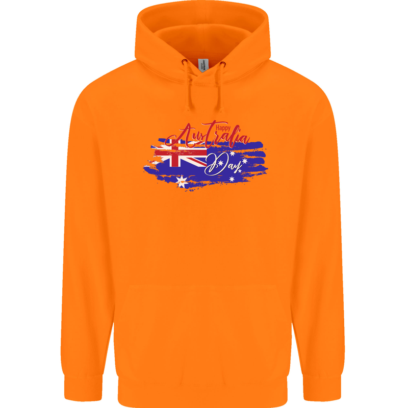 Happy Australia National Day Flag Mens 80% Cotton Hoodie Orange