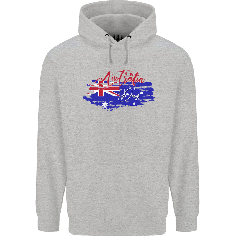 Happy Australia National Day Flag Mens 80% Cotton Hoodie Sports Grey