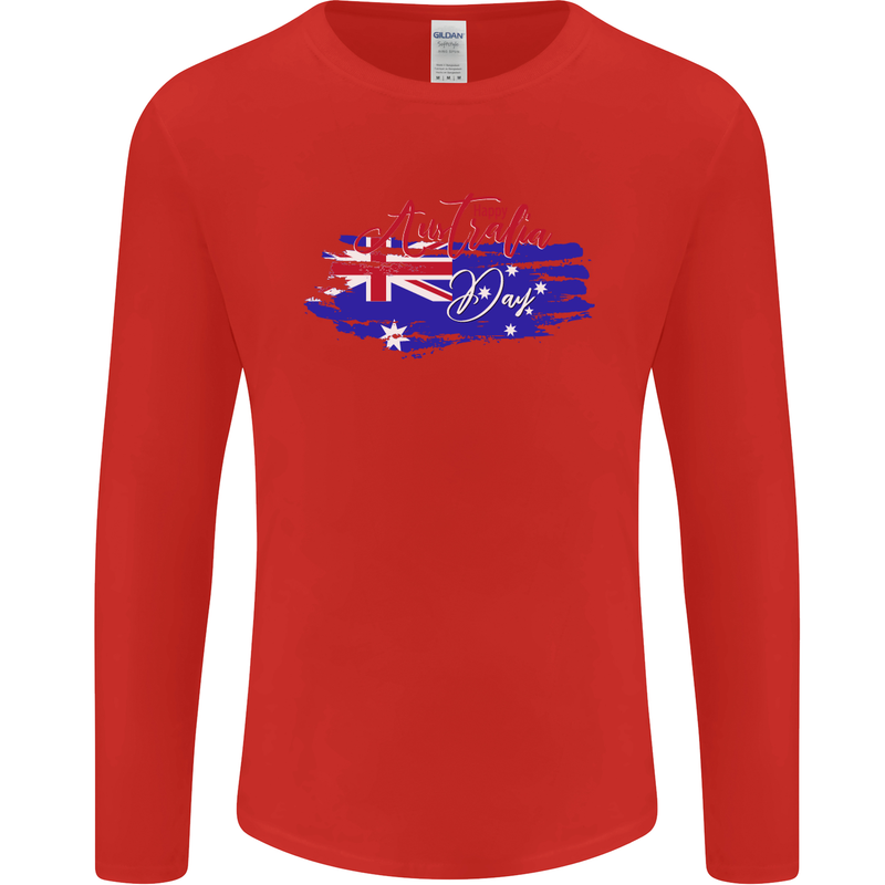 Happy Australia National Day Flag Mens Long Sleeve T-Shirt Red