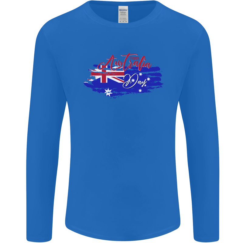 Happy Australia National Day Flag Mens Long Sleeve T-Shirt Royal Blue