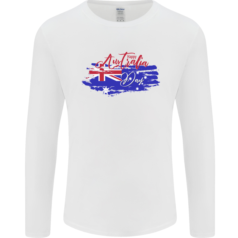 Happy Australia National Day Flag Mens Long Sleeve T-Shirt White