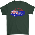 Happy Australia National Day Flag Mens T-Shirt Cotton Gildan Forest Green
