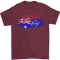 Happy Australia National Day Flag Mens T-Shirt Cotton Gildan Maroon