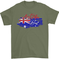 Happy Australia National Day Flag Mens T-Shirt Cotton Gildan Military Green
