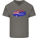 Happy Australia National Day Flag Mens V-Neck Cotton T-Shirt Charcoal