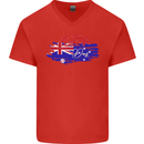Happy Australia National Day Flag Mens V-Neck Cotton T-Shirt Red