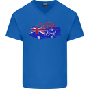 Happy Australia National Day Flag Mens V-Neck Cotton T-Shirt Royal Blue