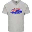 Happy Australia National Day Flag Mens V-Neck Cotton T-Shirt Sports Grey