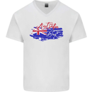 Happy Australia National Day Flag Mens V-Neck Cotton T-Shirt White