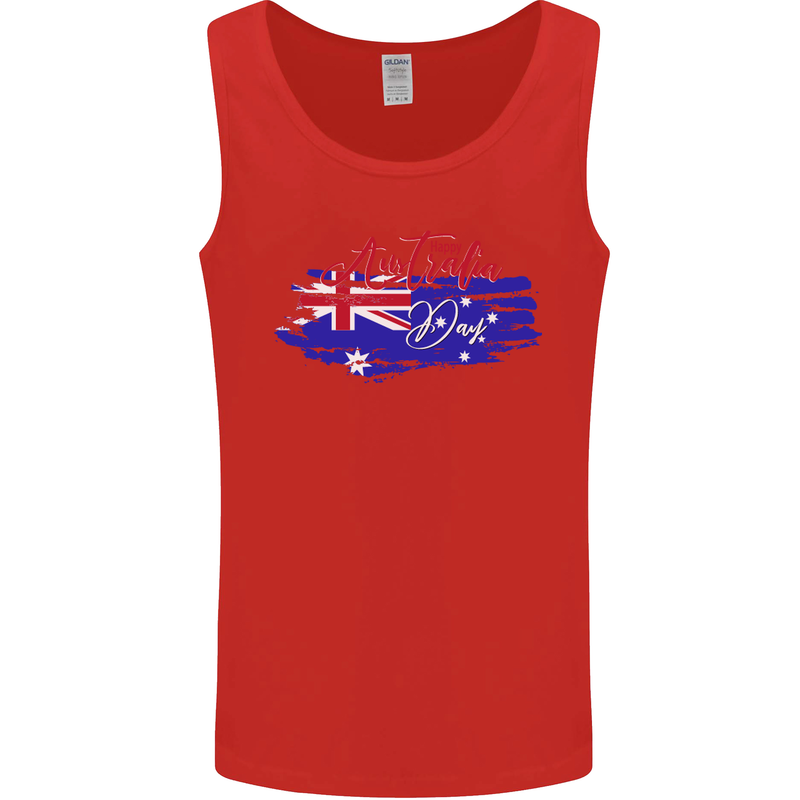 Happy Australia National Day Flag Mens Vest Tank Top Red