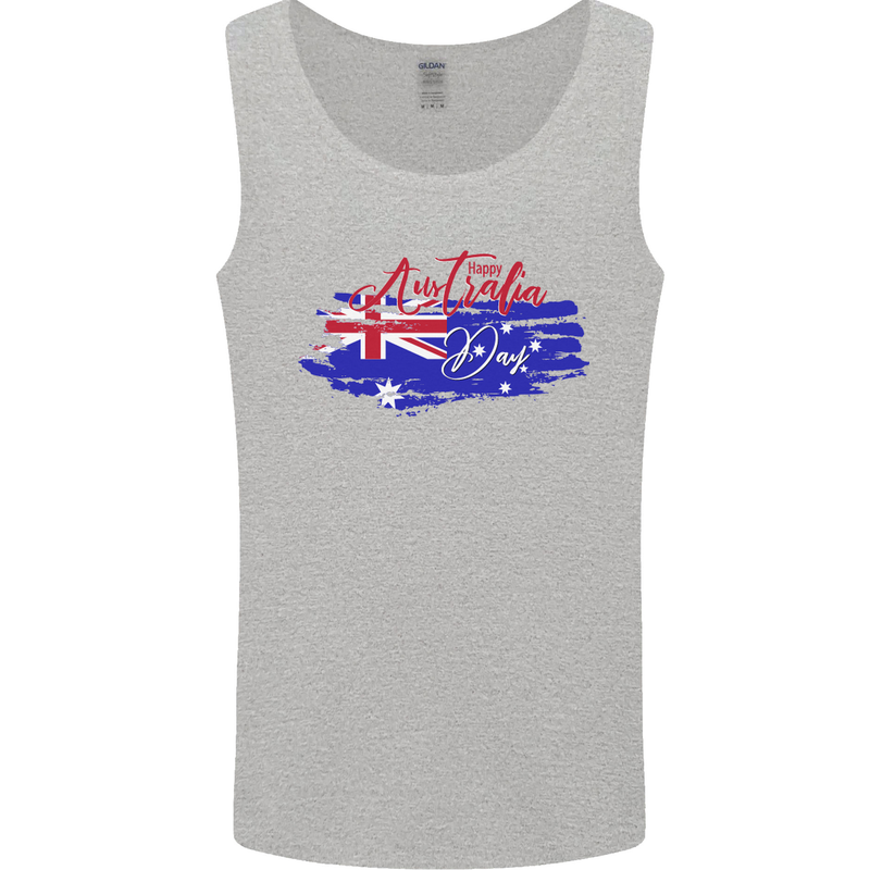 Happy Australia National Day Flag Mens Vest Tank Top Sports Grey