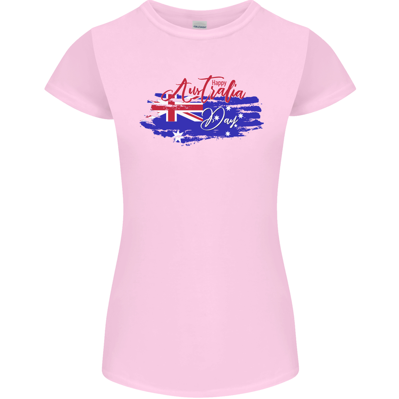 Happy Australia National Day Flag Womens Petite Cut T-Shirt Light Pink