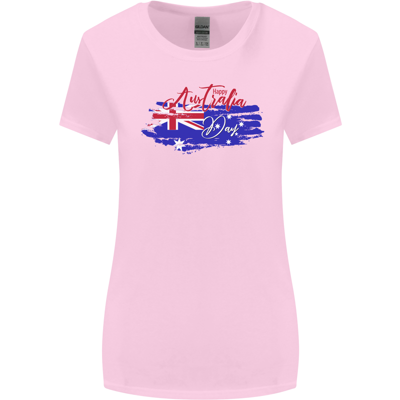Happy Australia National Day Flag Womens Wider Cut T-Shirt Light Pink