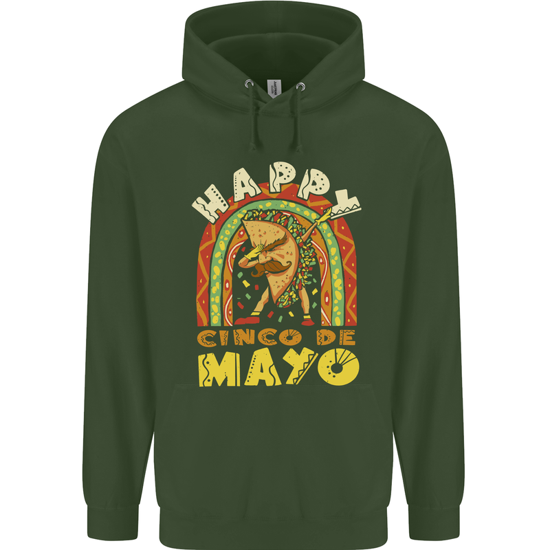 Happy Cinco De Mayo Day Mexico Childrens Kids Hoodie Forest Green