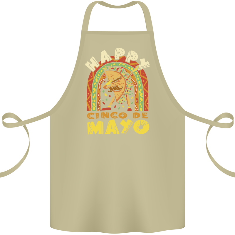 Happy Cinco De Mayo Day Mexico Cotton Apron 100% Organic Khaki
