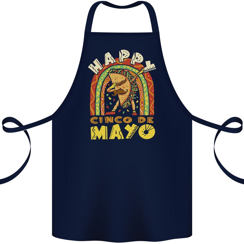 Happy Cinco De Mayo Day Mexico Cotton Apron 100% Organic Navy Blue