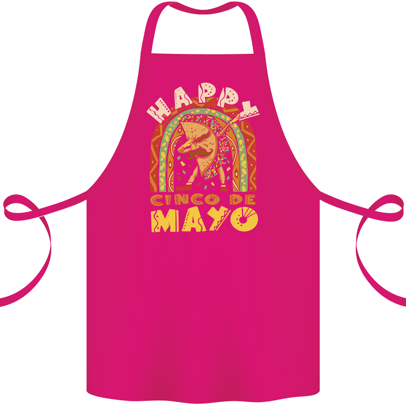 Happy Cinco De Mayo Day Mexico Cotton Apron 100% Organic Pink