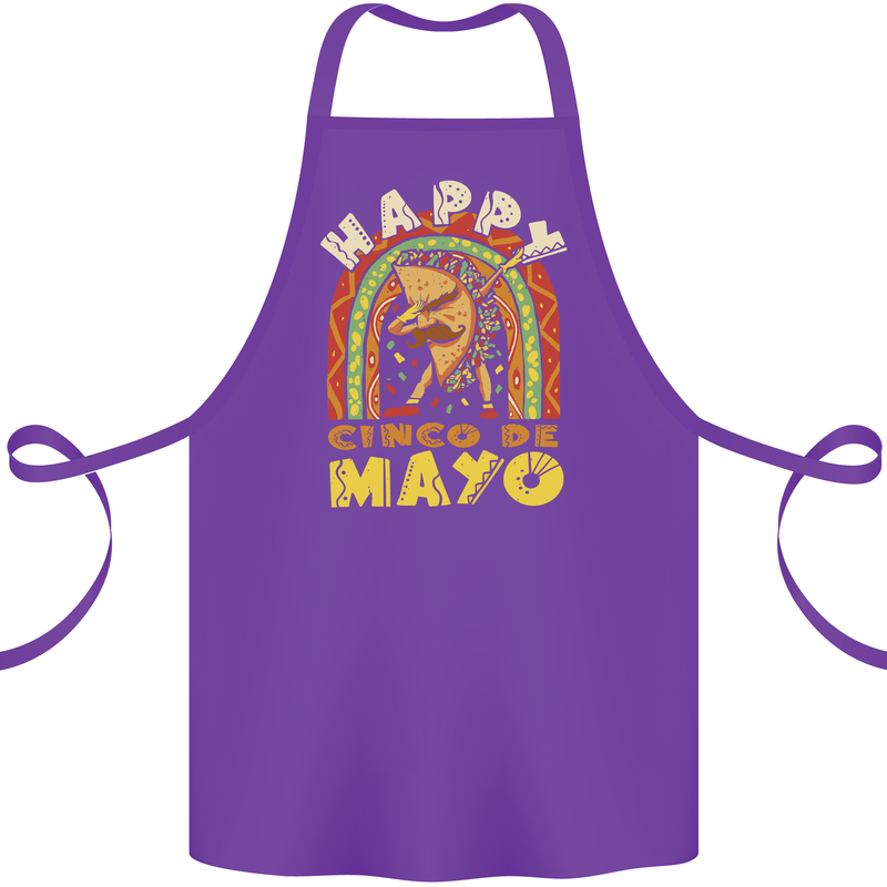 Happy Cinco De Mayo Day Mexico Cotton Apron 100% Organic Purple