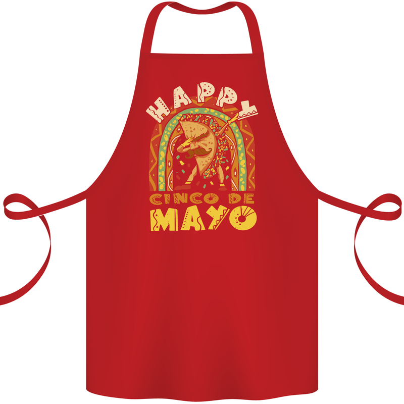 Happy Cinco De Mayo Day Mexico Cotton Apron 100% Organic Red