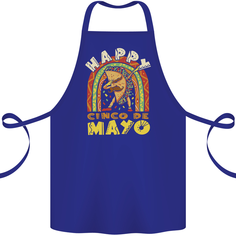 Happy Cinco De Mayo Day Mexico Cotton Apron 100% Organic Royal Blue