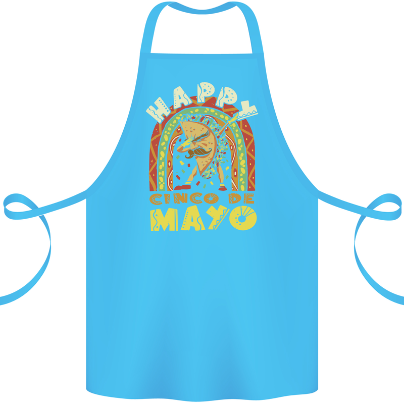 Happy Cinco De Mayo Day Mexico Cotton Apron 100% Organic Turquoise