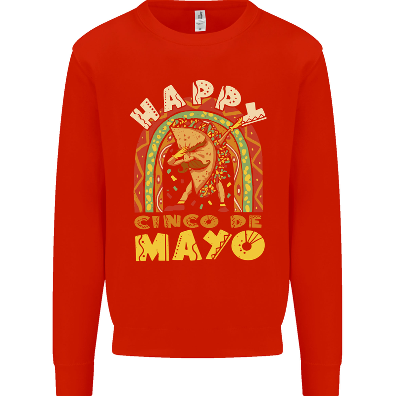 Happy Cinco De Mayo Day Mexico Kids Sweatshirt Jumper Bright Red