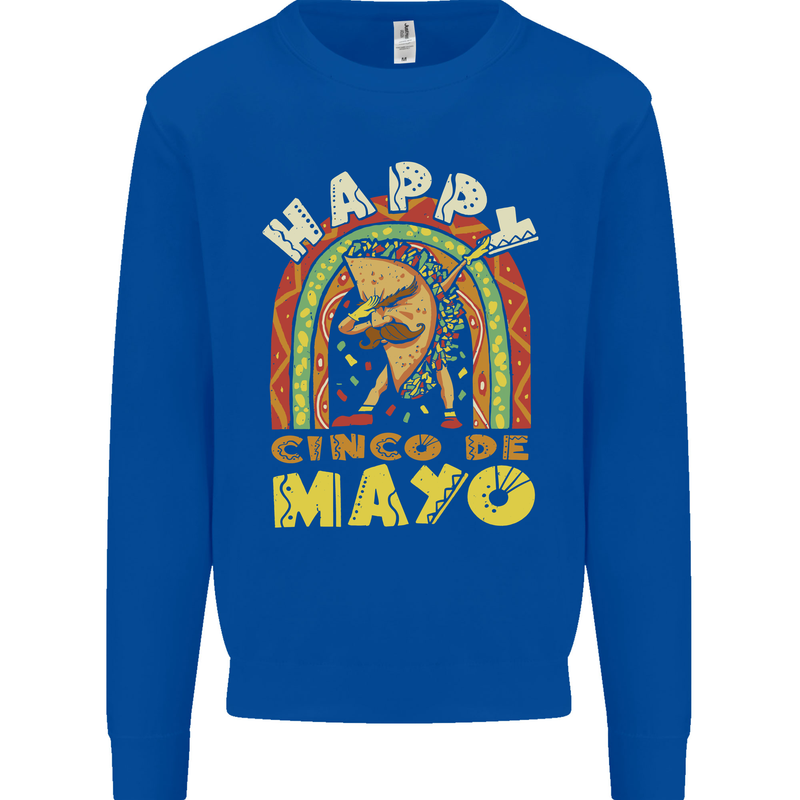 Happy Cinco De Mayo Day Mexico Kids Sweatshirt Jumper Royal Blue