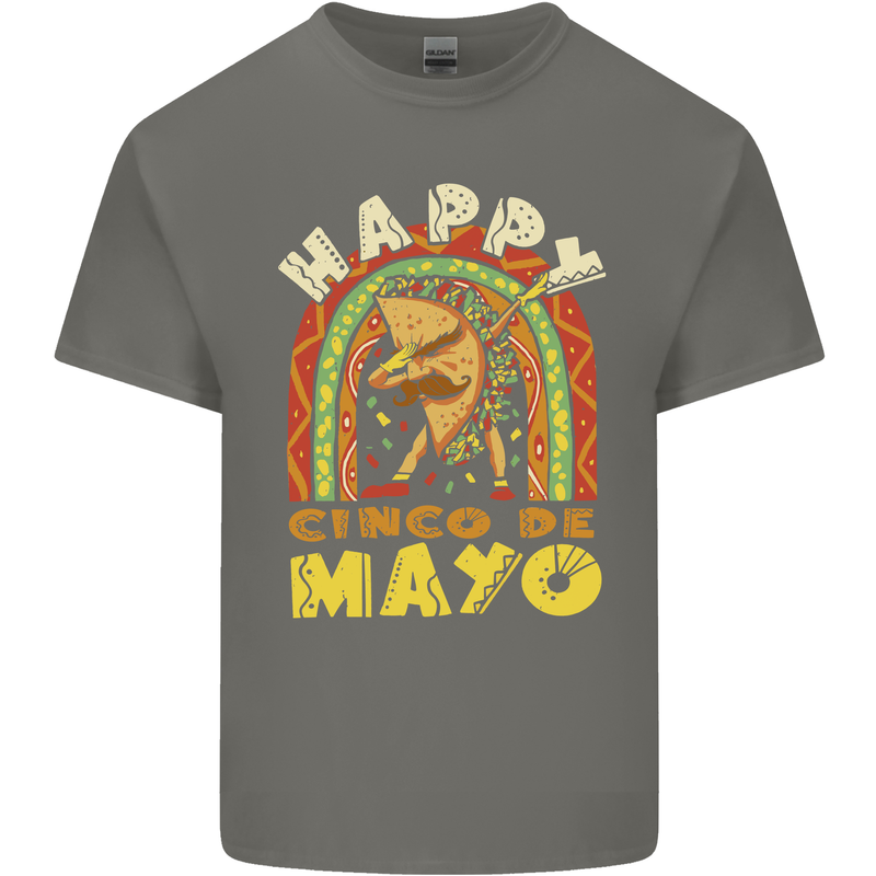 Happy Cinco De Mayo Day Mexico Mens Cotton T-Shirt Tee Top Charcoal