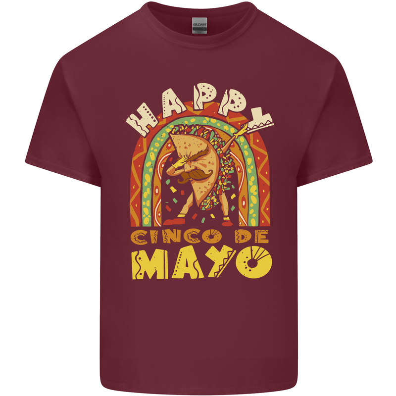 Happy Cinco De Mayo Day Mexico Mens Cotton T-Shirt Tee Top Maroon