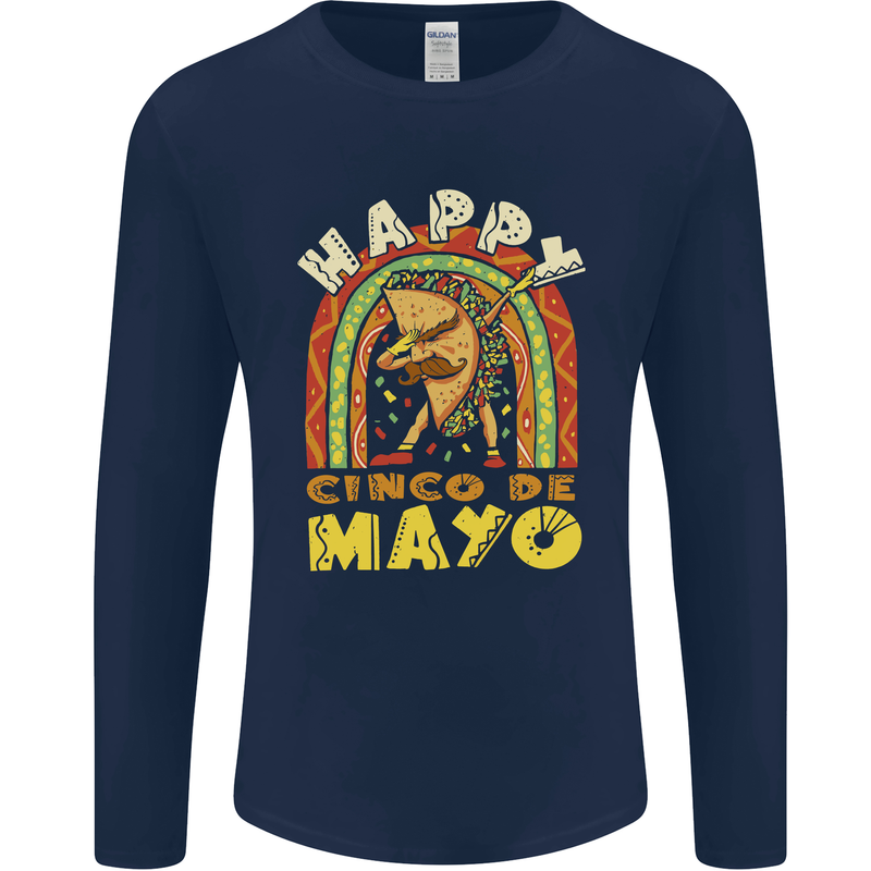Happy Cinco De Mayo Day Mexico Mens Long Sleeve T-Shirt Navy Blue