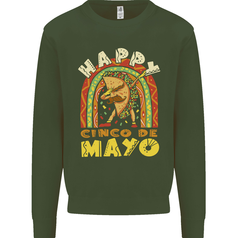 Happy Cinco De Mayo Day Mexico Mens Sweatshirt Jumper Forest Green