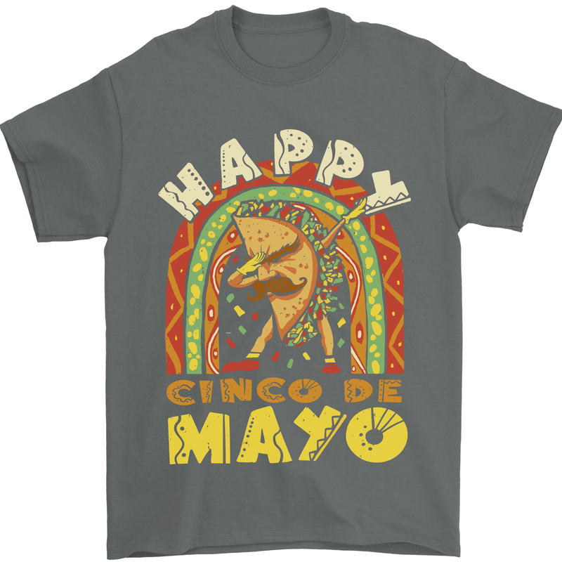 Happy Cinco De Mayo Day Mexico Mens T-Shirt 100% Cotton Charcoal