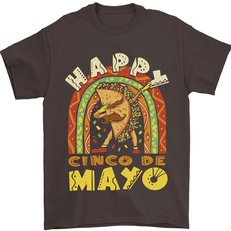 Happy Cinco De Mayo Day Mexico Mens T-Shirt 100% Cotton Dark Chocolate