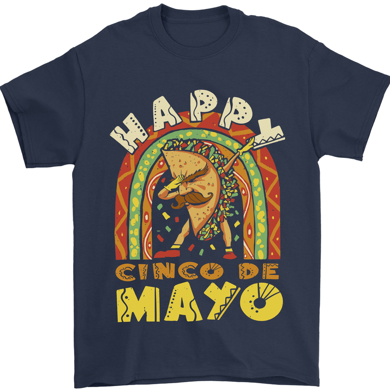 Happy Cinco De Mayo Day Mexico Mens T-Shirt 100% Cotton Navy Blue