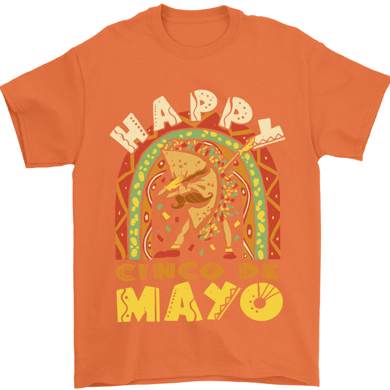 Happy Cinco De Mayo Day Mexico Mens T-Shirt 100% Cotton Orange