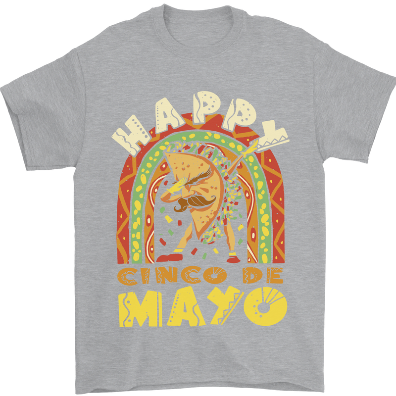 Happy Cinco De Mayo Day Mexico Mens T-Shirt 100% Cotton Sports Grey