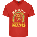 Happy Cinco De Mayo Day Mexico Mens V-Neck Cotton T-Shirt Red