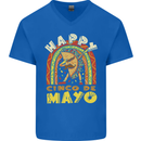 Happy Cinco De Mayo Day Mexico Mens V-Neck Cotton T-Shirt Royal Blue