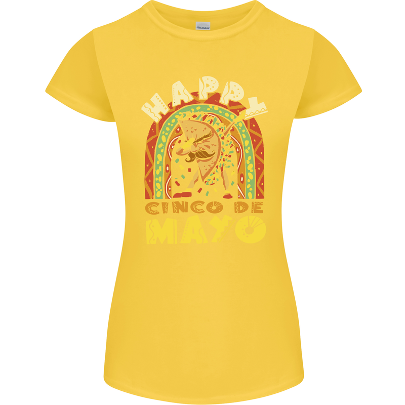 Happy Cinco De Mayo Day Mexico Womens Petite Cut T-Shirt Yellow
