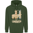 Happy Lamaween Funny Lama Halloween Childrens Kids Hoodie Forest Green