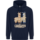 Happy Lamaween Funny Lama Halloween Childrens Kids Hoodie Navy Blue
