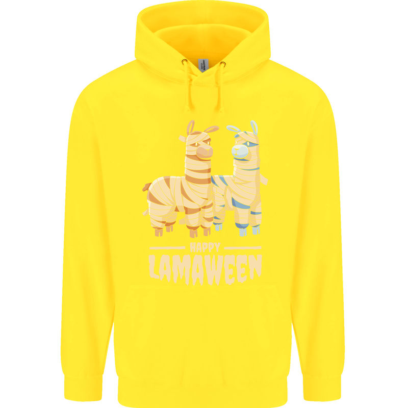 Happy Lamaween Funny Lama Halloween Childrens Kids Hoodie Yellow