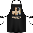 Happy Lamaween Funny Lama Halloween Cotton Apron 100% Organic Black