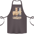 Happy Lamaween Funny Lama Halloween Cotton Apron 100% Organic Dark Grey