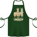Happy Lamaween Funny Lama Halloween Cotton Apron 100% Organic Forest Green
