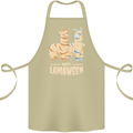 Happy Lamaween Funny Lama Halloween Cotton Apron 100% Organic Khaki