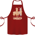 Happy Lamaween Funny Lama Halloween Cotton Apron 100% Organic Maroon