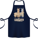 Happy Lamaween Funny Lama Halloween Cotton Apron 100% Organic Navy Blue